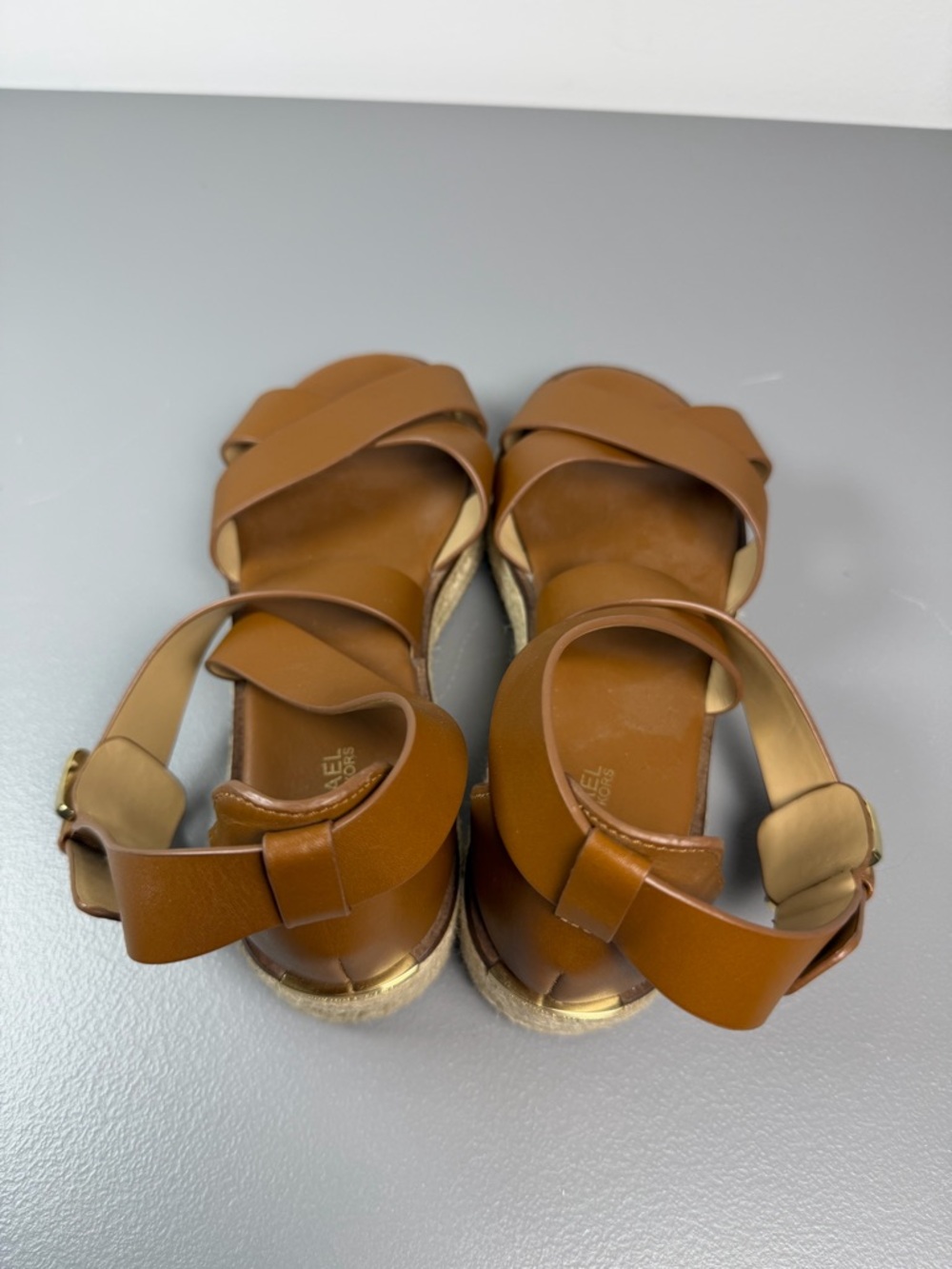 Michael Kors Lynn Espadrille Woven Platform Wide Strap Sandals Size Brown 8M - Picture 8 of 13